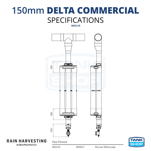 150mm First Flush Delta Commercial Diverter Rain Harvesting WDCL15