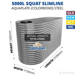 5000 Litre "Squat" Slimline AQUAPLATE Steel Water Tank - 5000L Kingspan ...