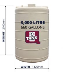 3000 Litre Round Poly Water Tank (QTank) (660 Gal) - Tank Shop