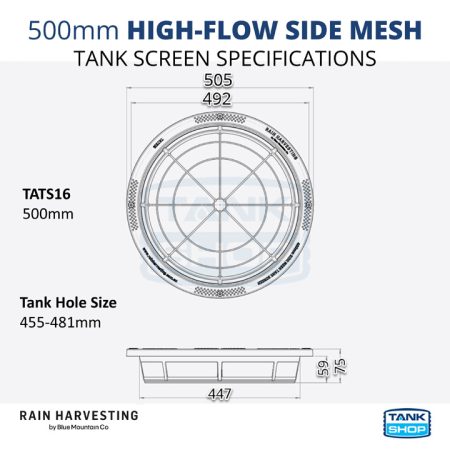 Side Mesh Tank Screen 500mm TATS16 specifications / dimensions