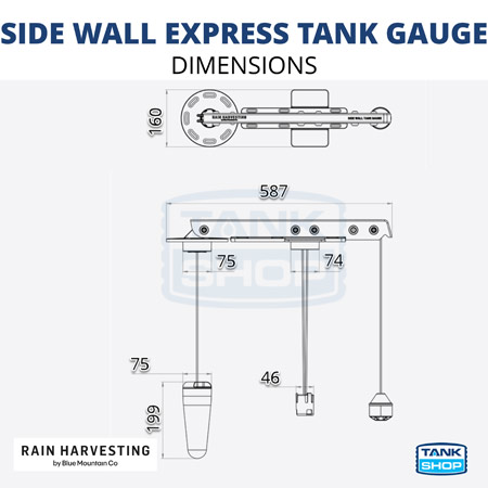 Water Tank Level Indicator Side Wall Express Tank Gauge TGSW01 dimensions